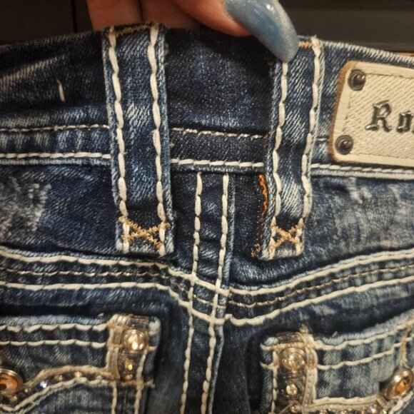 ROCK RIVIAL Blue Distressed Skinny Jeans. Super Cute - Picture 5 of 12